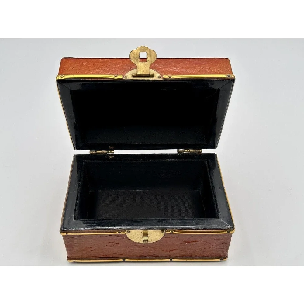 Vintage Bombay Co. Hinged Wood Brass Trinket Box - Antique Style